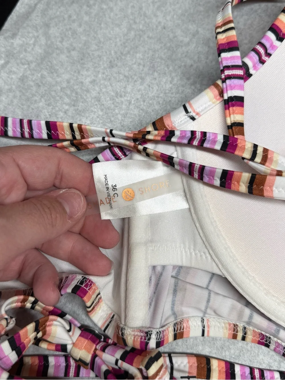 Shade & Shore Multicolor Striped Bikini with Pink & Brown Accents